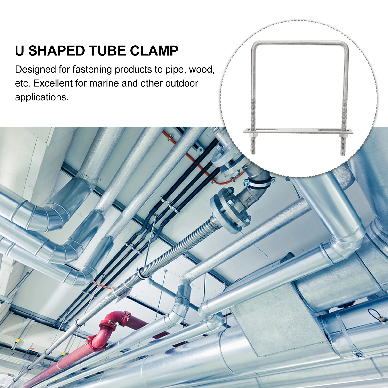 

2pcs Square U Bolt M10X150X200Mm Stainless Steel Right Angle Fastener For Wood Aluminum Marine Trailer Hardware Bracket Fixing U