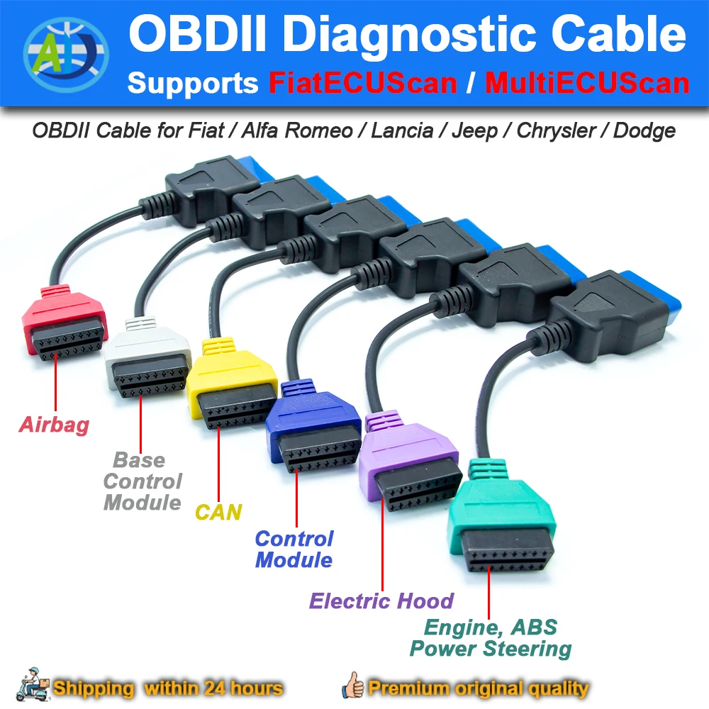 OBD2 Scanner Connector For FiatECUScan Multiecuscan Diagnosis For FCA Fiat Dodge Alfa-Romeo Lancia Jeep OBDII Diagnostic Cable