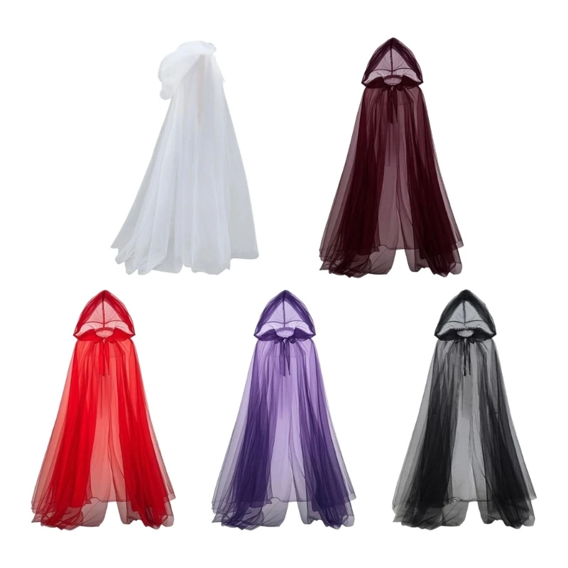 Q39C 3 Layer Net Capes Cosplay Hooded Cloak Suitable For Various Fantasy Character