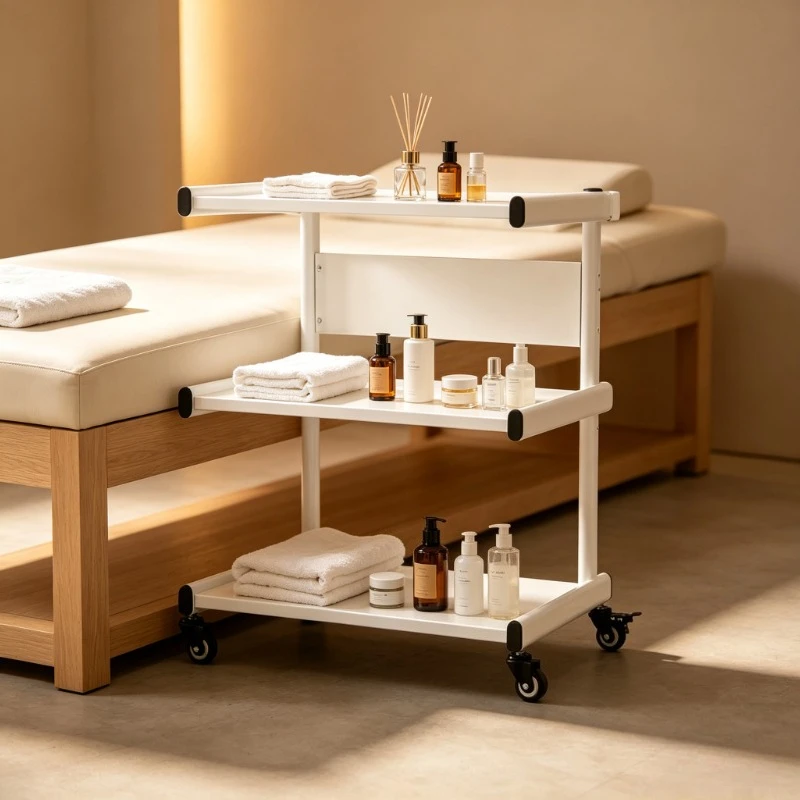 MT metal two-layer three-layer cart hair tool cart with wheels, floor-to-ceiling multi-layer storage rack, eyelash cart