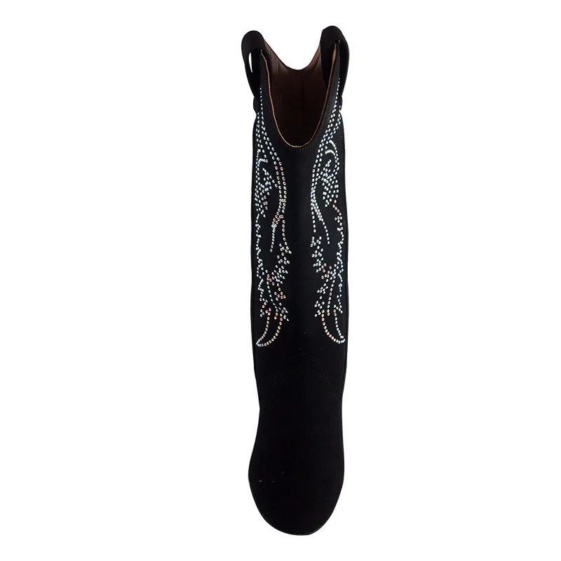 Venus Lure Personalizado Ballroom Dança Prática Desgaste Botas, Camurça Solada Preto Strass Salto Urbano, 4cm Salto