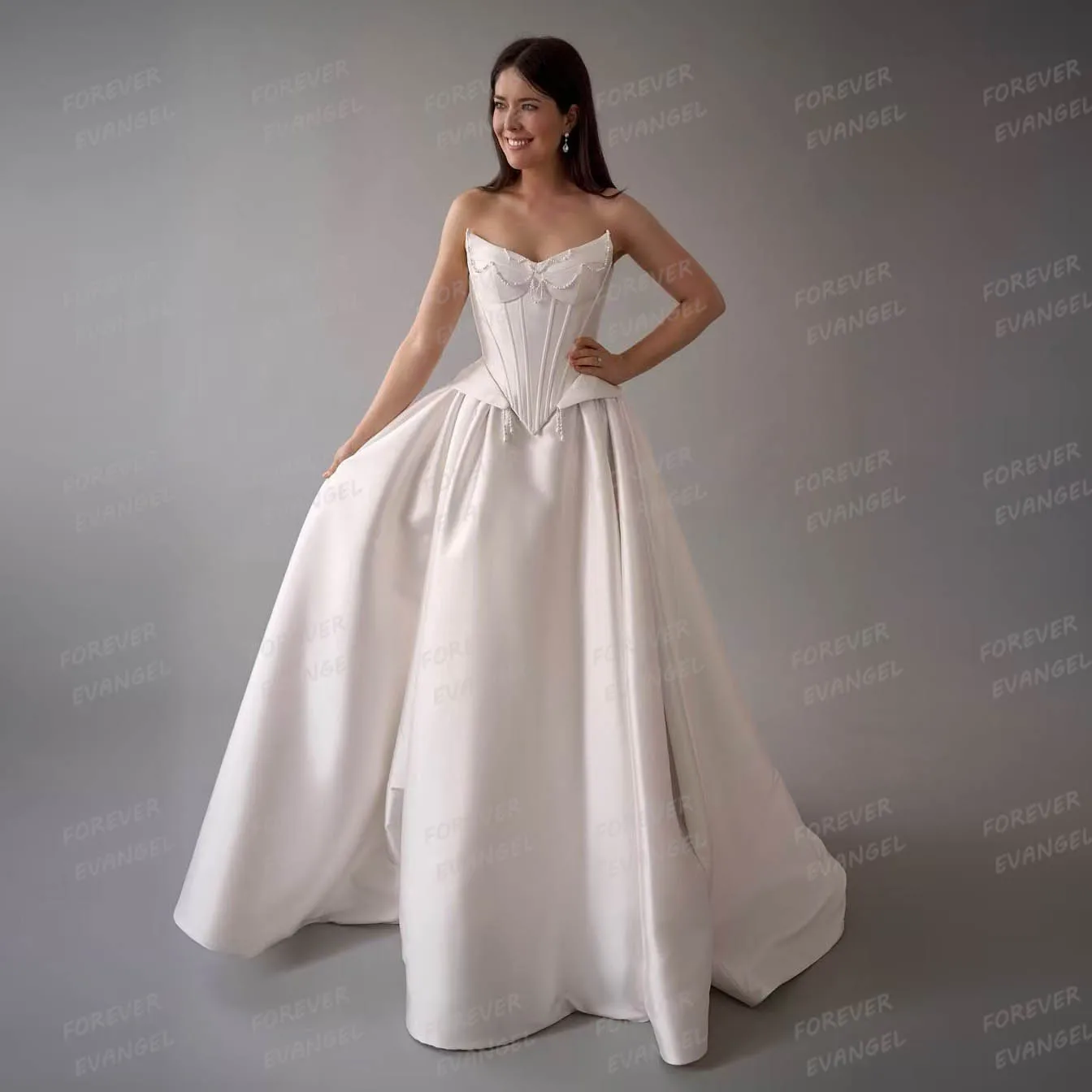 Exquisite Beading Wedding Dresses 2025 A Line Woman's  Sleeveless Bride Gowns Sweep Train Formal Backless Vestidos Customized