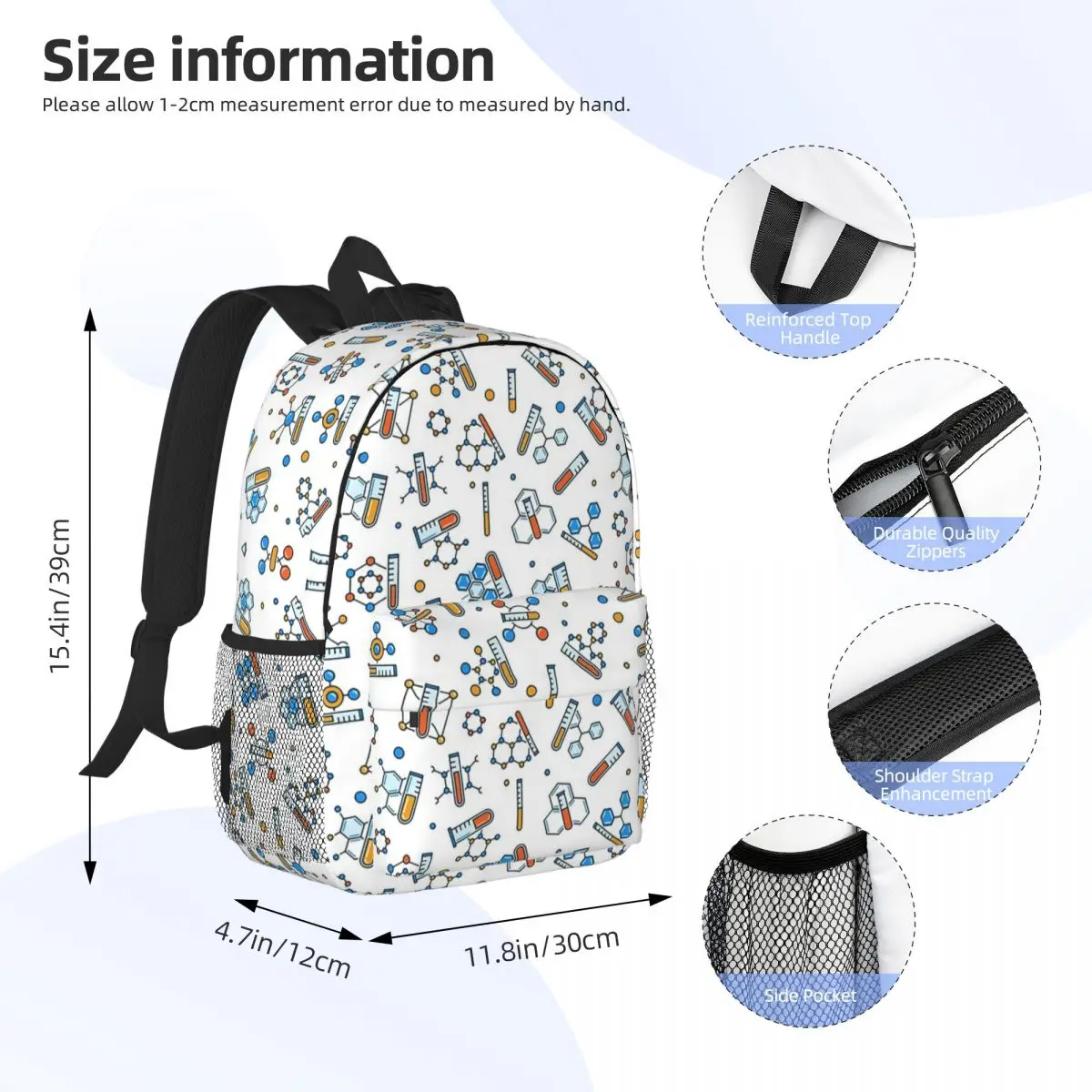 Mochilas de Química Incrível para Meninos e Meninas Mochilas Escolares para Estudantes Casuais Mochila para Laptop Bolsa de Ombro de Grande Capacidade