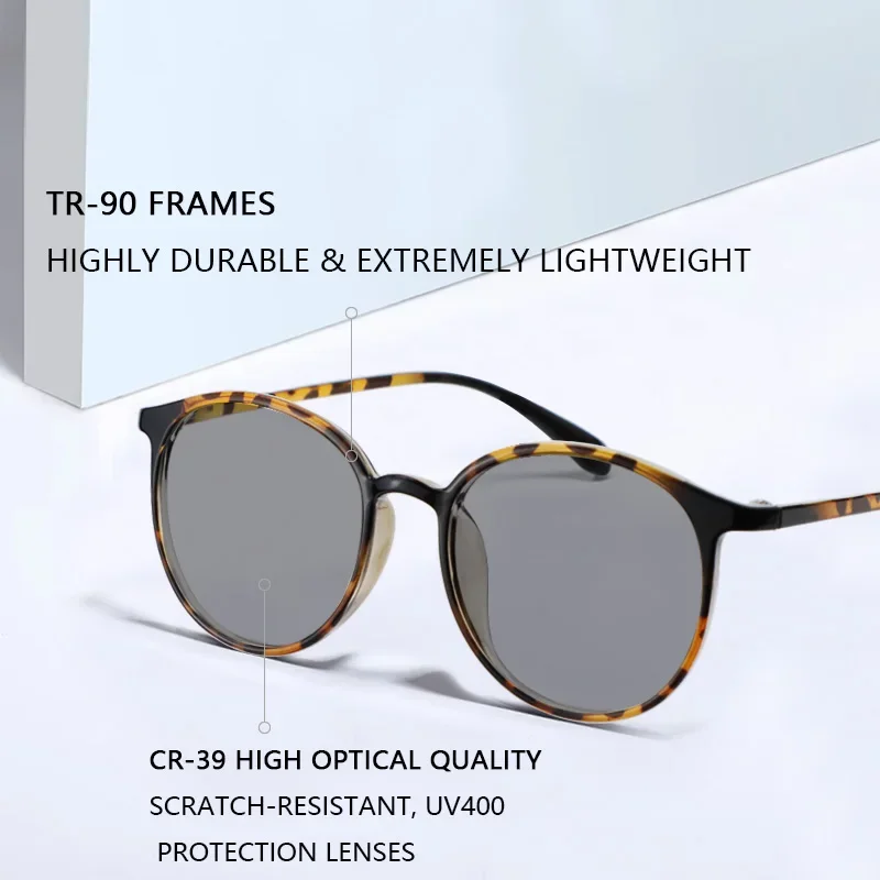 Photochromic Reading Glasses Flexible Lightweight Readers Fashion Design Tortoise Glasses Women Magnifying Presbyopic Eyeglasses