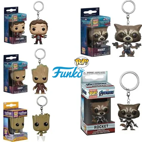 FUNKO MOVIES Guardianes de la Galaxia 2, Llavero de Groot Bailarín, Llavero de Baby Groot, Llavero de Star-Lord Rocket Bobble-Head, Juguetes para Niños