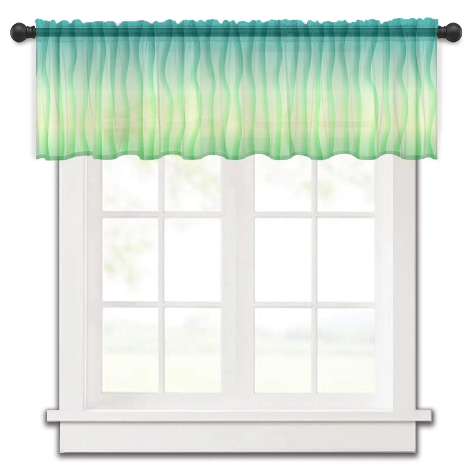 Gradient Streamline Geometry Spring Abstract Small Window Curtain Valance Sheer Short Curtain Bedroom Home Decor Voile Drapes