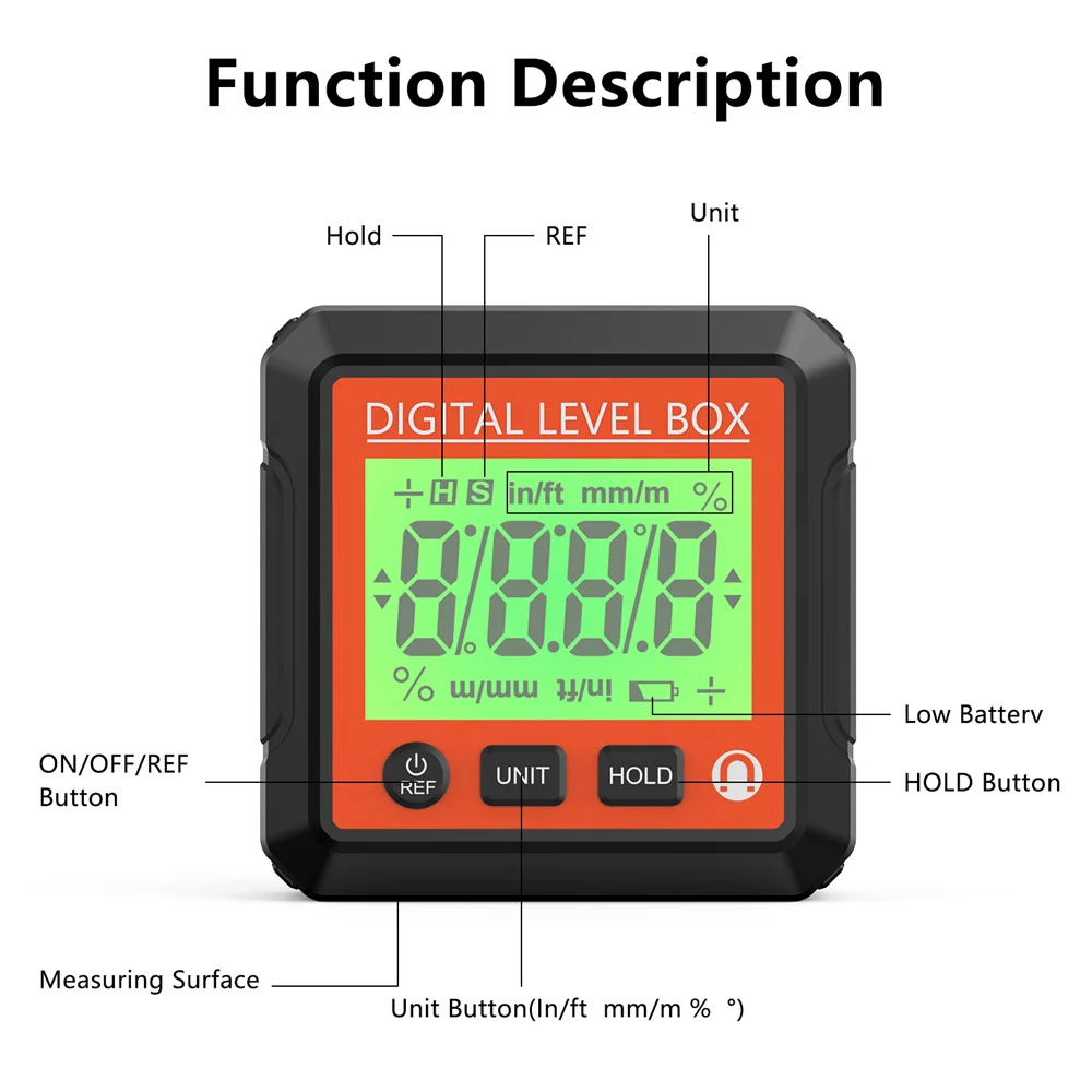 Digital Angle Finder Tool Electronic Level Tool with LCD Bubble Level Magnetic Base for Woodworking Construction Machinery