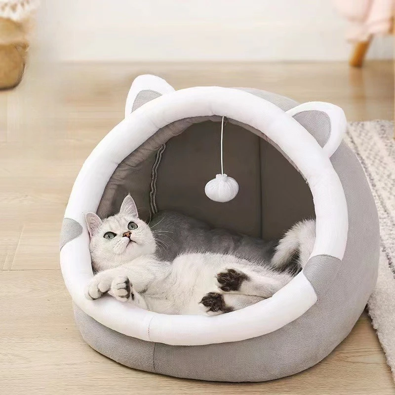 Cat Bed Warm Pet House Kitten Cave Cushion For cats and dogs Four Seasons Cat Villa Small Dog Enclosed Cat Nest Pet Furniture