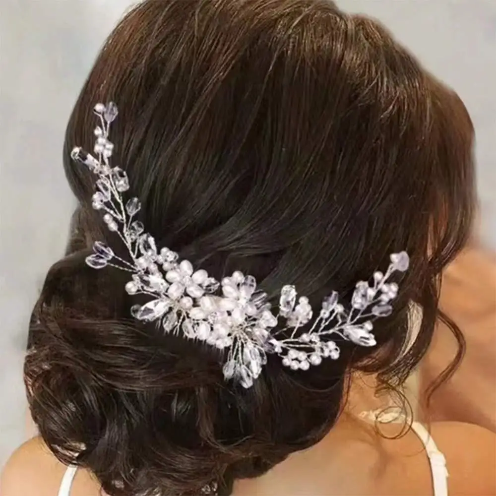 Mode Vintage Braut Haarkamm Kristall Perlen Blume Braut Haarspangen Kopfschmuck Schmuck Geschenk für Frauen