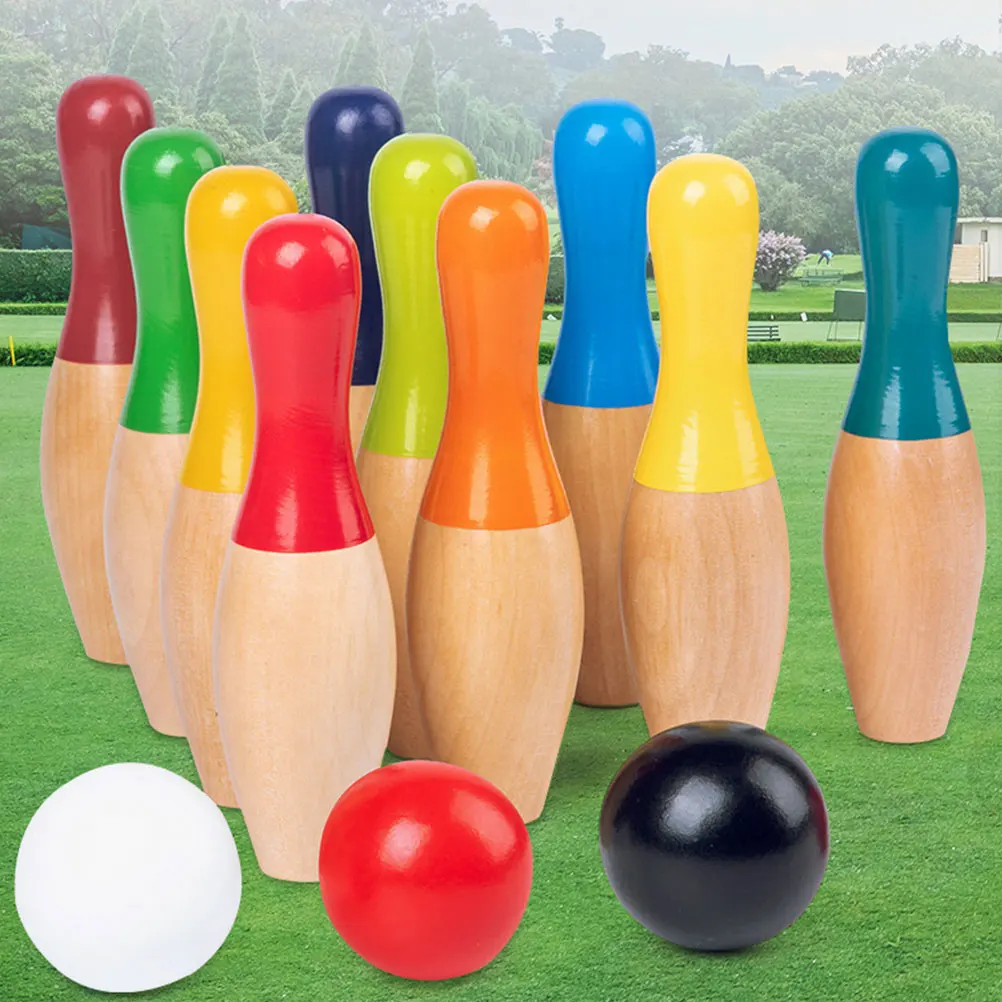 

Accessories Bowling Ball Toy Parent-child Suits for Boys Wooden Balls Game Supply