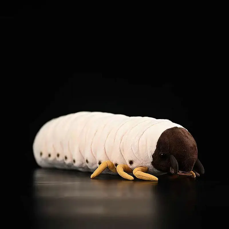 35x10cm Grub Plush Toy High Fidelity Mealworm Plushie Maggot Lifelike Stuffed Animals Simulation Chicken Worm Doll Kawai Gifts