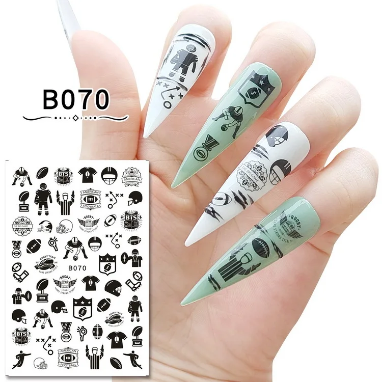 16 Sheets Pop Various Ball Sport Diving Bowling Elements Adhesive Nail Art Sticker Decals Manicure Accessories Tips