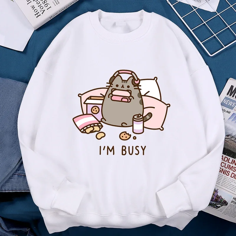 Sorry I'M Busy Cat Playing Games With Headphones Men Sweatshirt Autumn Fleece Fleece Hoody Hip Hop Soft Clothing Fashion Hoodies