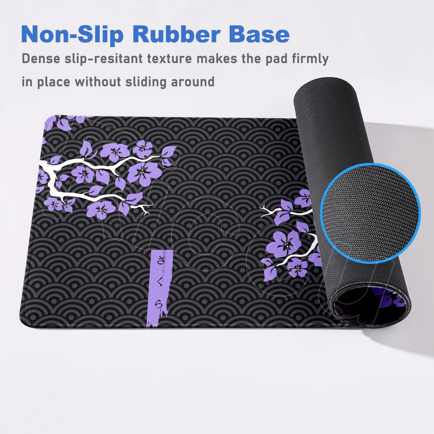 120x60cm Duża podkładka pod mysz Sakura Gamer Mousepad XXXL Podkładka pod mysz Akcesoria komputerowe Gumowa podkładka na biurko Fioletowy kwiat wiśni Podkładki pod klawiaturę — zdjęcie produktu 5