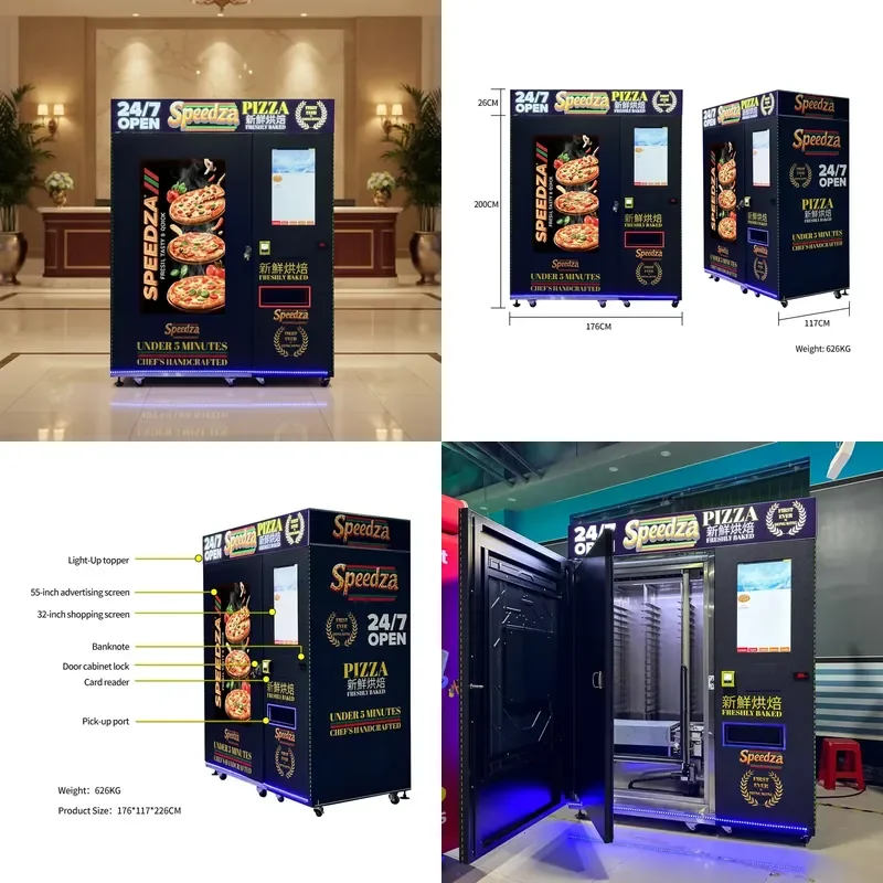 High Efficiency Intelligent Pizza Vending Machine with Credit Card and QR Code Payment Cloud Based Management for Business