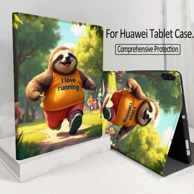 

Cartoon Sloth Reading Book For Huawei MatePad M5 T5 SE 11 Pro Honor Tab 5 V7 V8 X9 GT 10.1 10.8 Inch Tablet Case