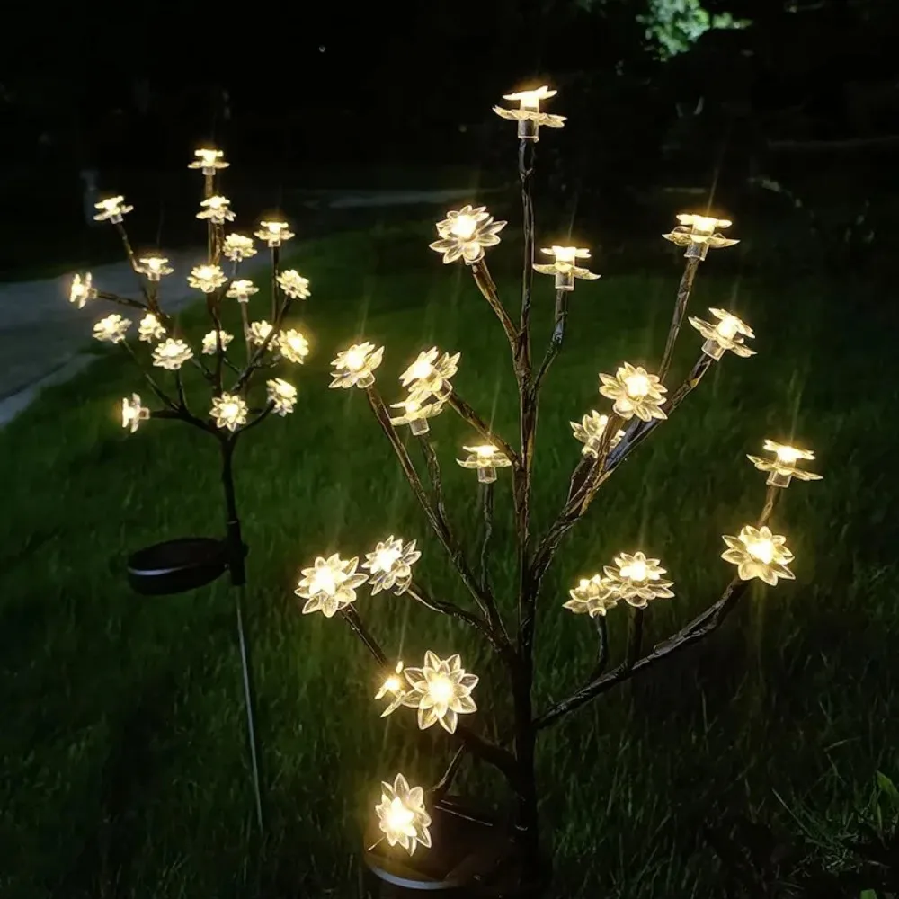 1PC20LED Solar Transparent Lotus Ground Plug-in Courtyard Light, Outdoor Lawn Light, Garden Decorative Lighting Landscape Light