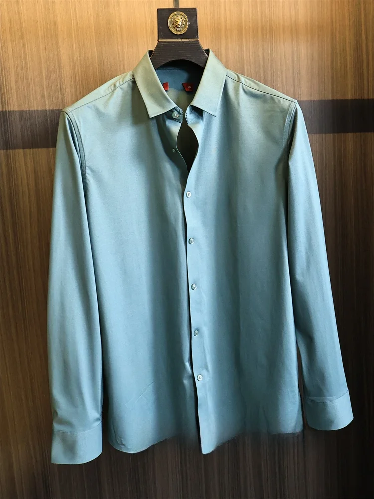 

Busin Long Sve Мужской irt Клей против морщин Герметизация 3D Резка Эластичный Весна Лето Без следов Подставка Подходит для повседневного ношения