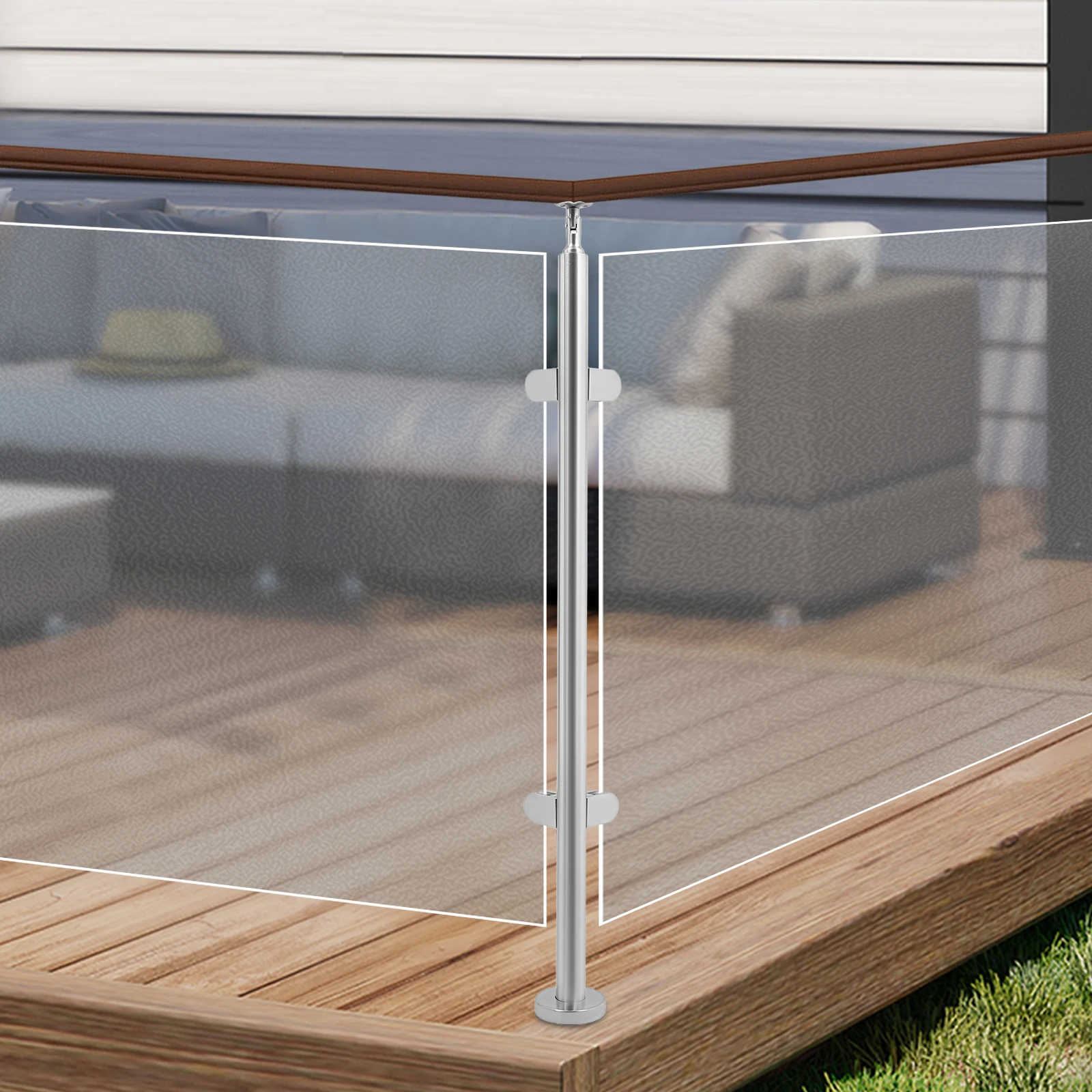 110cm Stainless Steel Corner Post for Glass Railing Reinforcement Which Compatible with 0.47-Inch Glass
