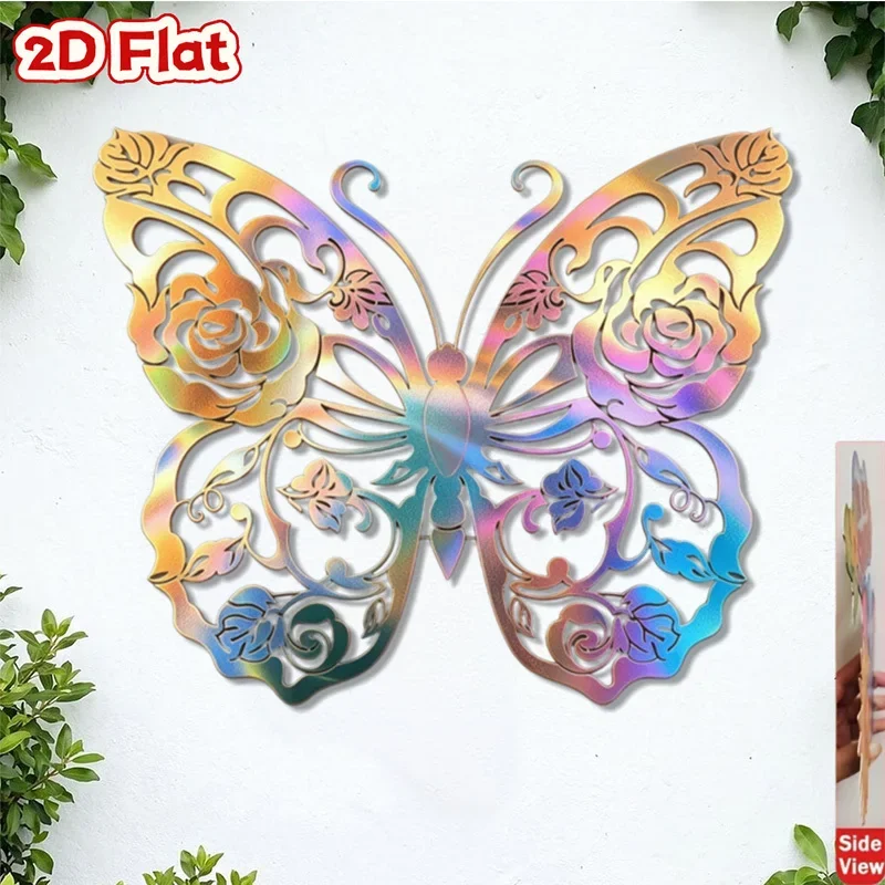 CIFBUY Metal Wall Art Rose Butterfly Iron Hollow Hanging Plaque Vintage Living Room Wall Decor Gift