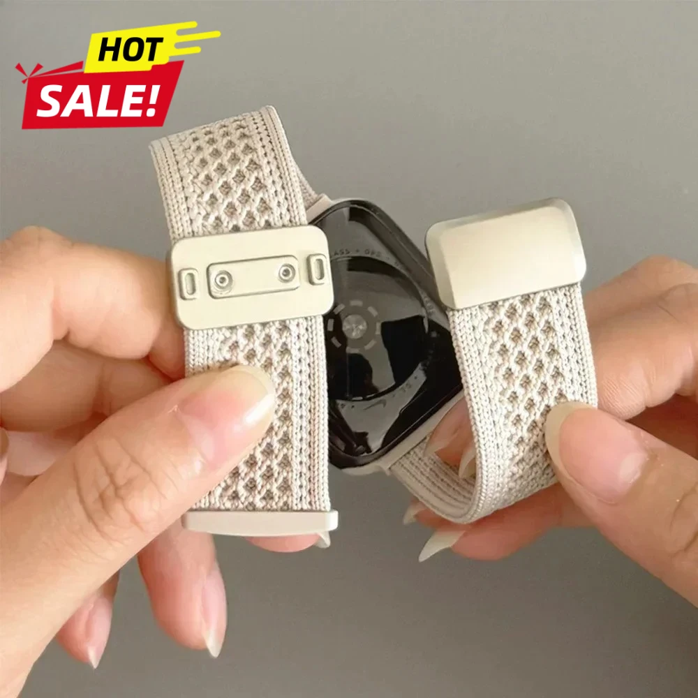 Nylon Magnetic Band for Apple Watch 45mm 41 44 40mm Series 11 10 46 42mm Soft Bracelet for IWatch Ultra3 49mm 9 7 8 6 5 4 Strap