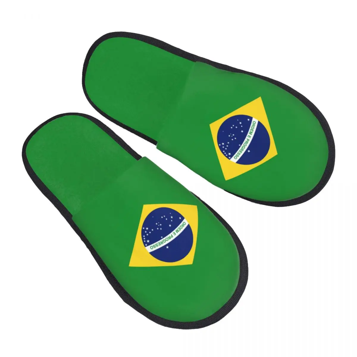 Indoor Slippers Brazil Flag Plush Slipper Autumn Winter Shoes House Flat Floor for Bedroom