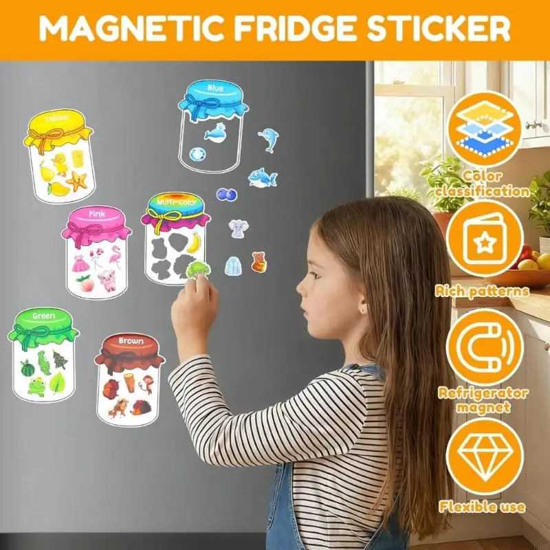 L9BE Color Sorting Toy 60 Color Magnets Educational Refrigerator Magnets