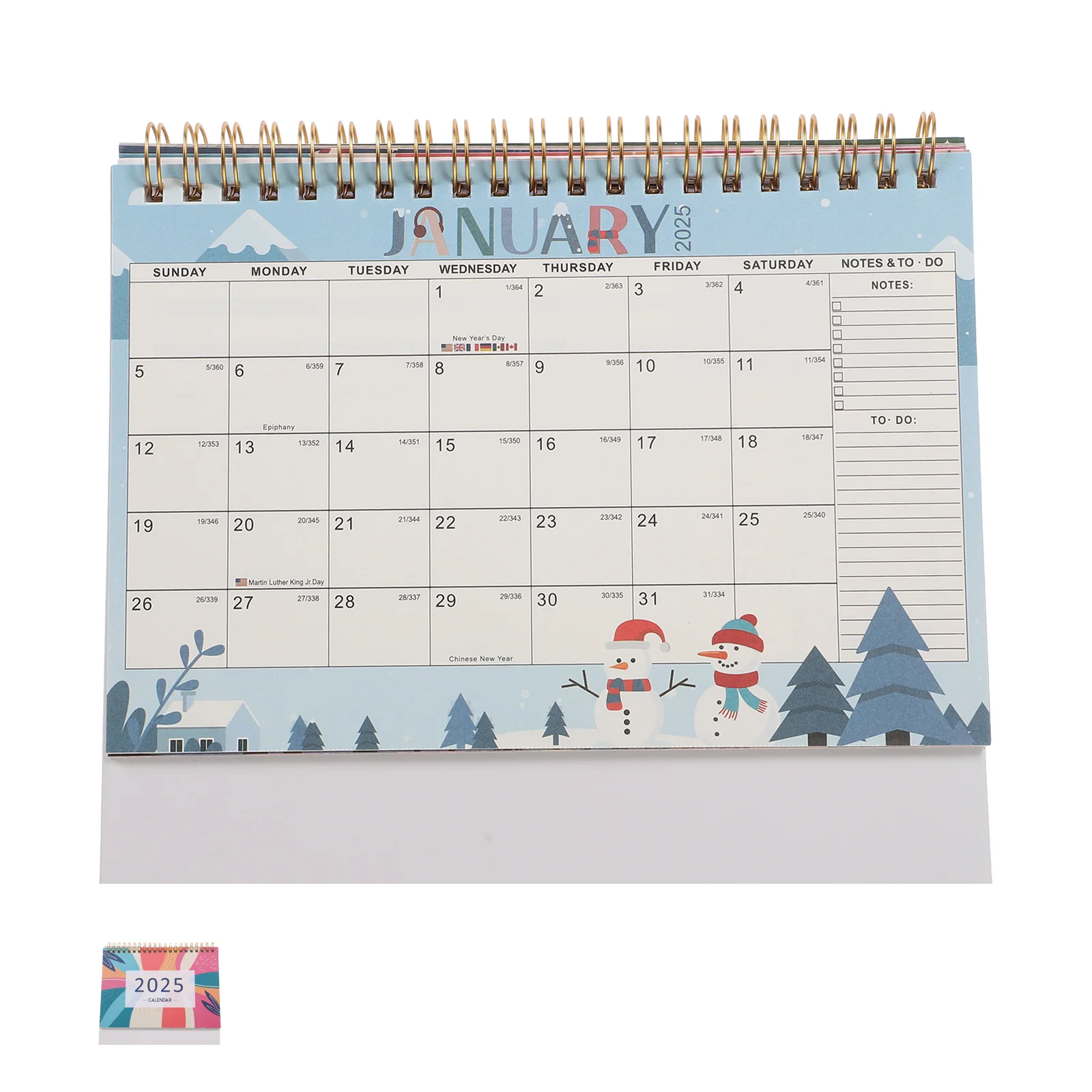 2025 Calendar Year Monthly Makeup Advent Retro Table Desk Flip for Planner Paper