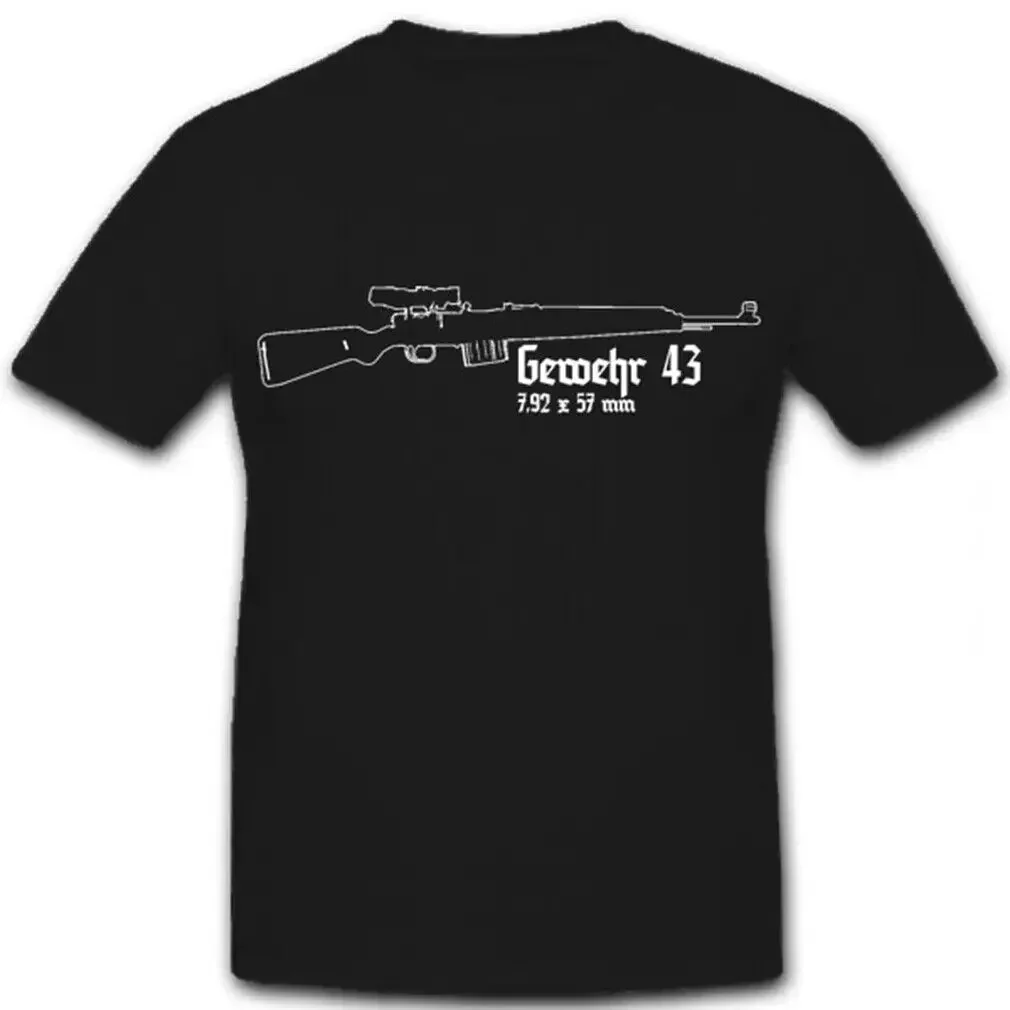 

WWII German Semi-Automatic Rifle Gewehr 43 Sniper T-Shirt 100% Cotton O-Neck Short Sleeve Summer Casual Mens T-shirt Size S-3XL