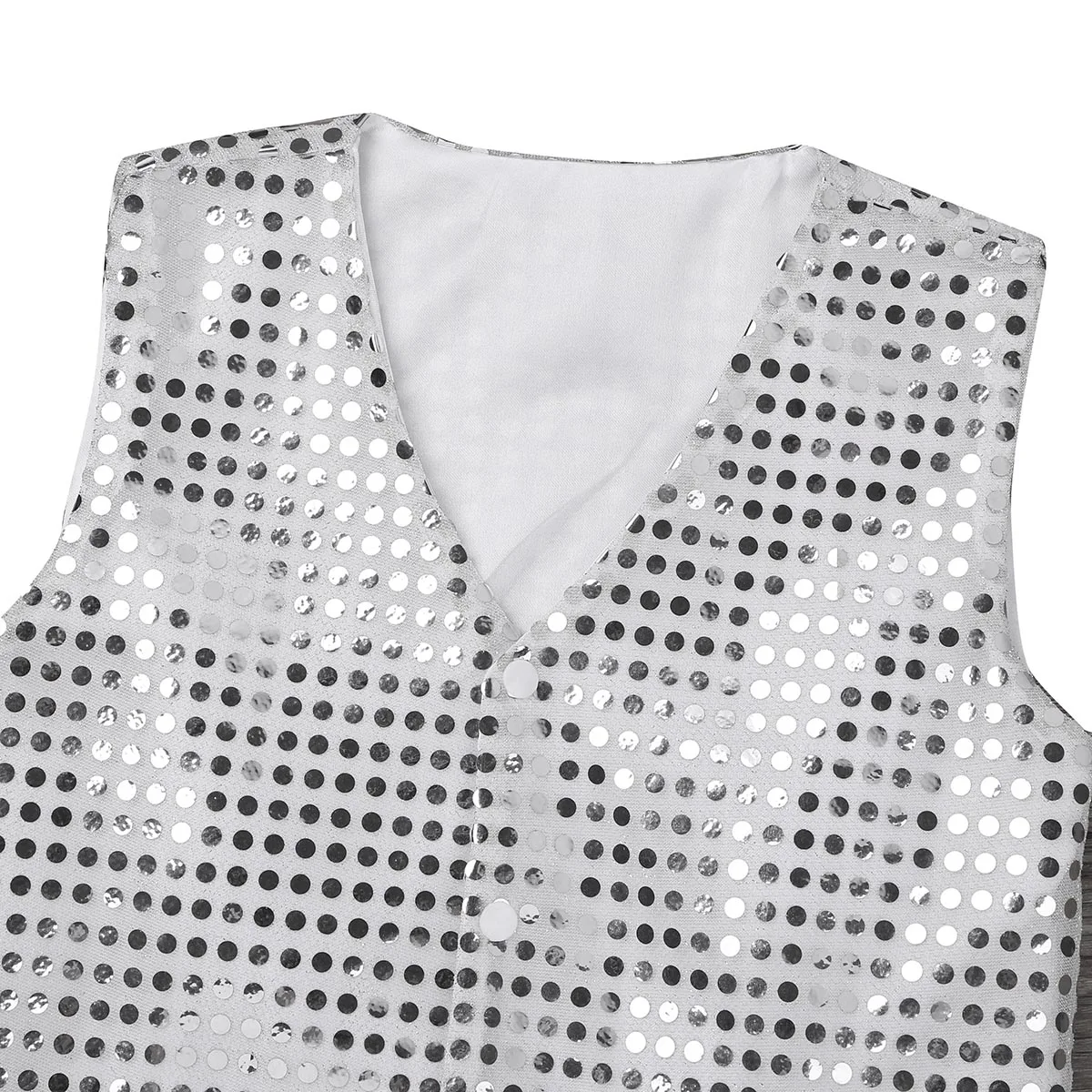 Kids Boys Girls Hip-hop Jazz Dance Vest Waistcoat Sequined Jackets Tops Choir Performance Costume Disco Party Fancy Dress Up