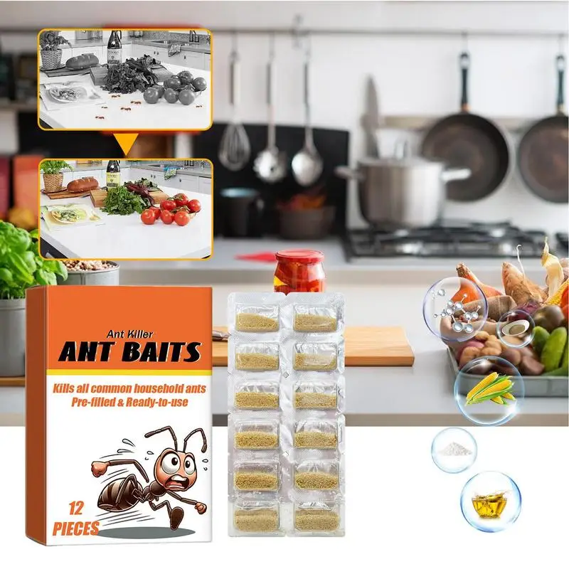 

12Pcs Ant Traps Multipurpose Household Bait Trap Indoor/outdoor Home Kitchen Living Room Ant Mosquito Killer Effective Ant Traps