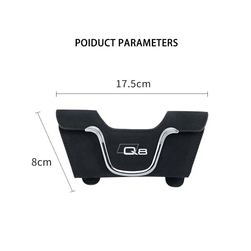 Car Sun Visor Glasses Holder Sunglasses Glasses Case For Audi Q8 Logo Badge Carplay Emblem Exhaust Accessories 2024 2023 Display