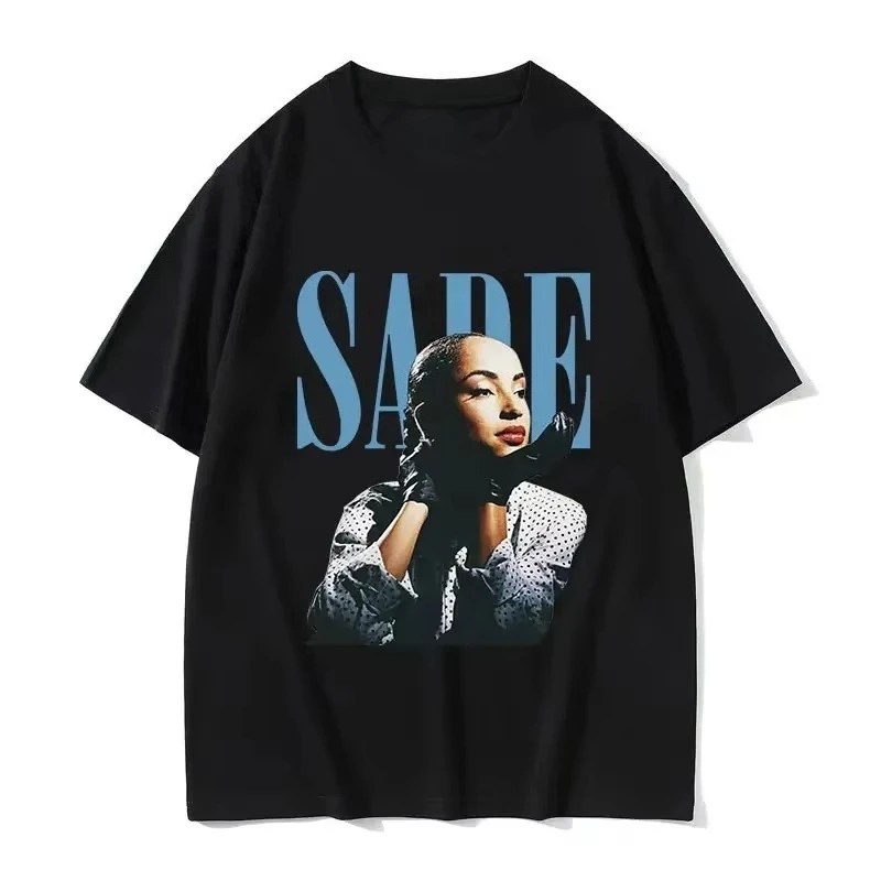 90s Singer S-Sade Print Graphic T Shirt Men Women Hip Hop Vintage Short Summer Men's and Women's Loose and Breathable T-shirt