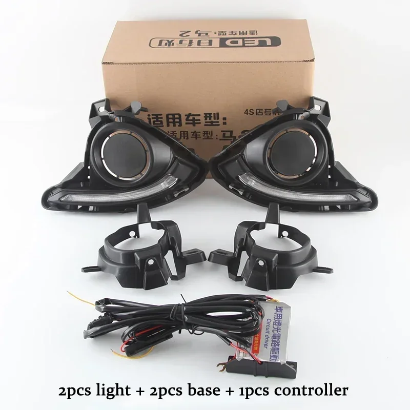 

Car Daytime Running Light For Mazda 2 2015 2016 2017 2018 LED Daylight Yellow Turn Signal DRL Auto Stylish Fog Lamp