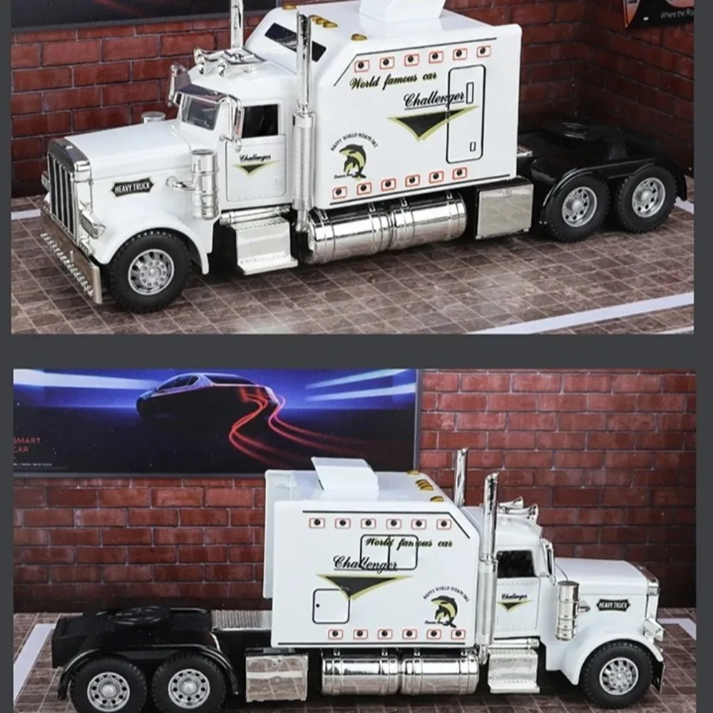 مضحك 1:24 نموذج شاحنة أمريكية الصوت والمركبات الخفيفة الهدايا حاوية شاحنة محاكاة سبيكة نموذج شاحنة ثقيلة الديكور #4