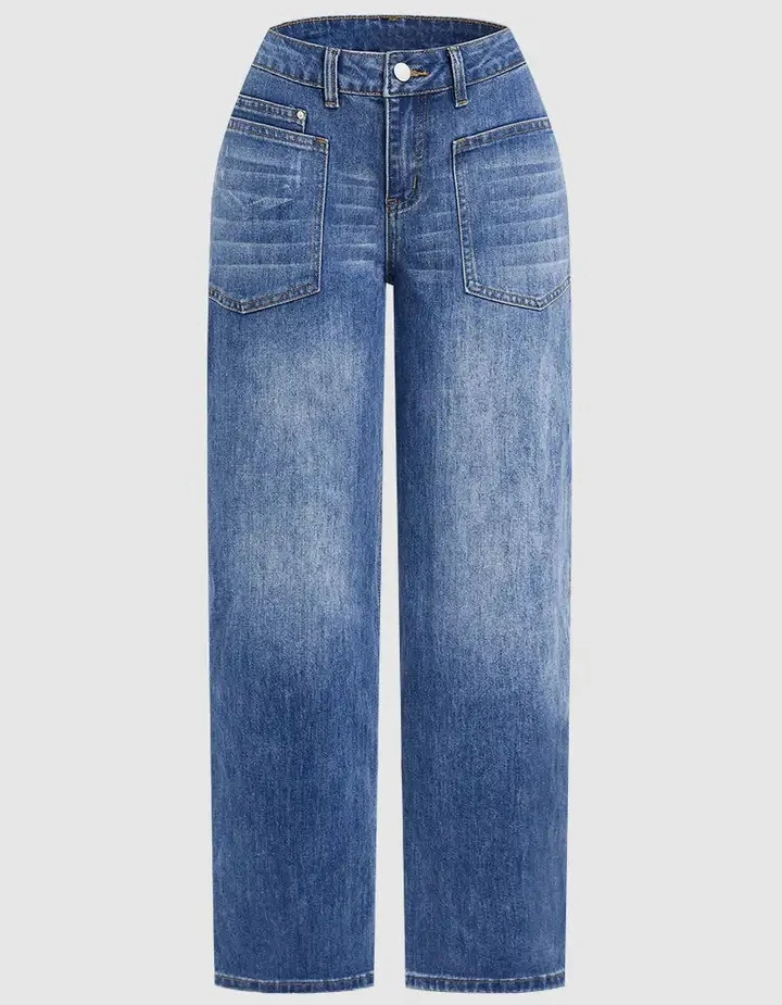 

Jeans Denim Pant Women Vintage Wide Leg Long Pants Casual Loose High Waist Straight Trousers Y2k Streetwear Elegant Work