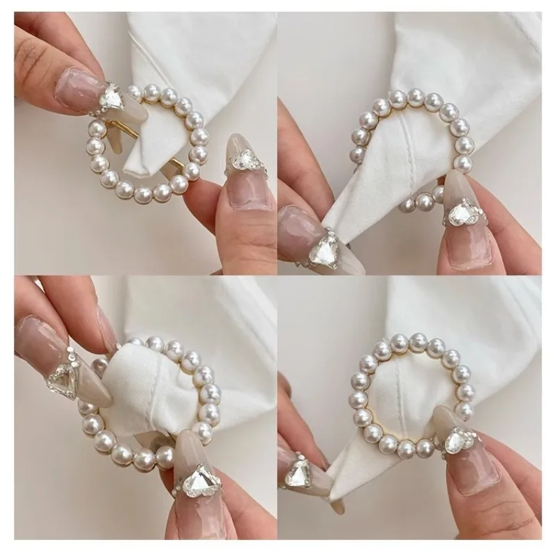 New 8/1PC Corner Hem Waist Knotted Brooches Crystal Pearl Metal Hijab Scarf Ring Button Shirt T-shirt Fixed Buckle Accessories