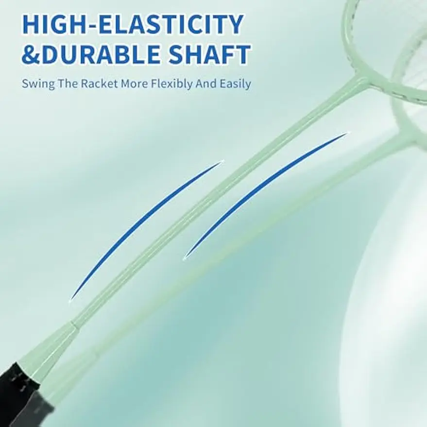 4-Piece Carbon Fiber Badminton Set with Rackets, Shuttlecocks, Grips & Bag - Lightweight 90g for Backyard Games