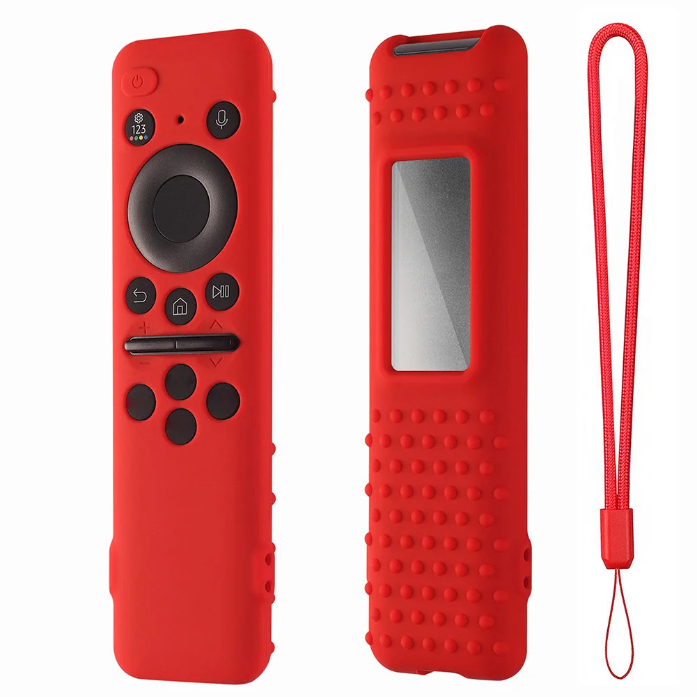 غطاء حماية لجهاز التحكم عن بعد من السيليكون مع حبل مقاوم للصدمات ومضاد للانزلاق لتلفزيون سامسونج 8K Neo QLED HDR الذكي