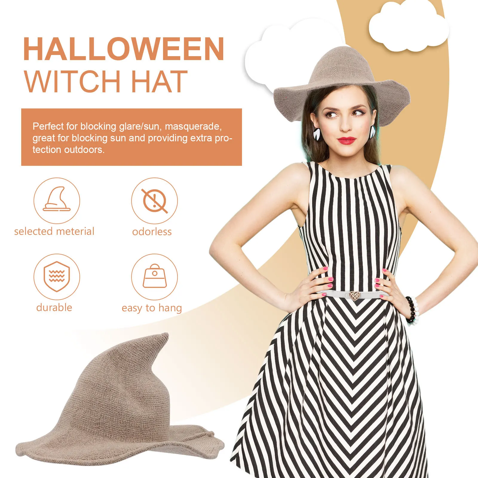 

1 шт. шерстяные шапки, мягкие, теплые, толстые, дышащие, в стиле ведьмы, солнцезащитный костюм для вечеринки, свадьбы, Хэллоуина, маскарада, сценического костюма