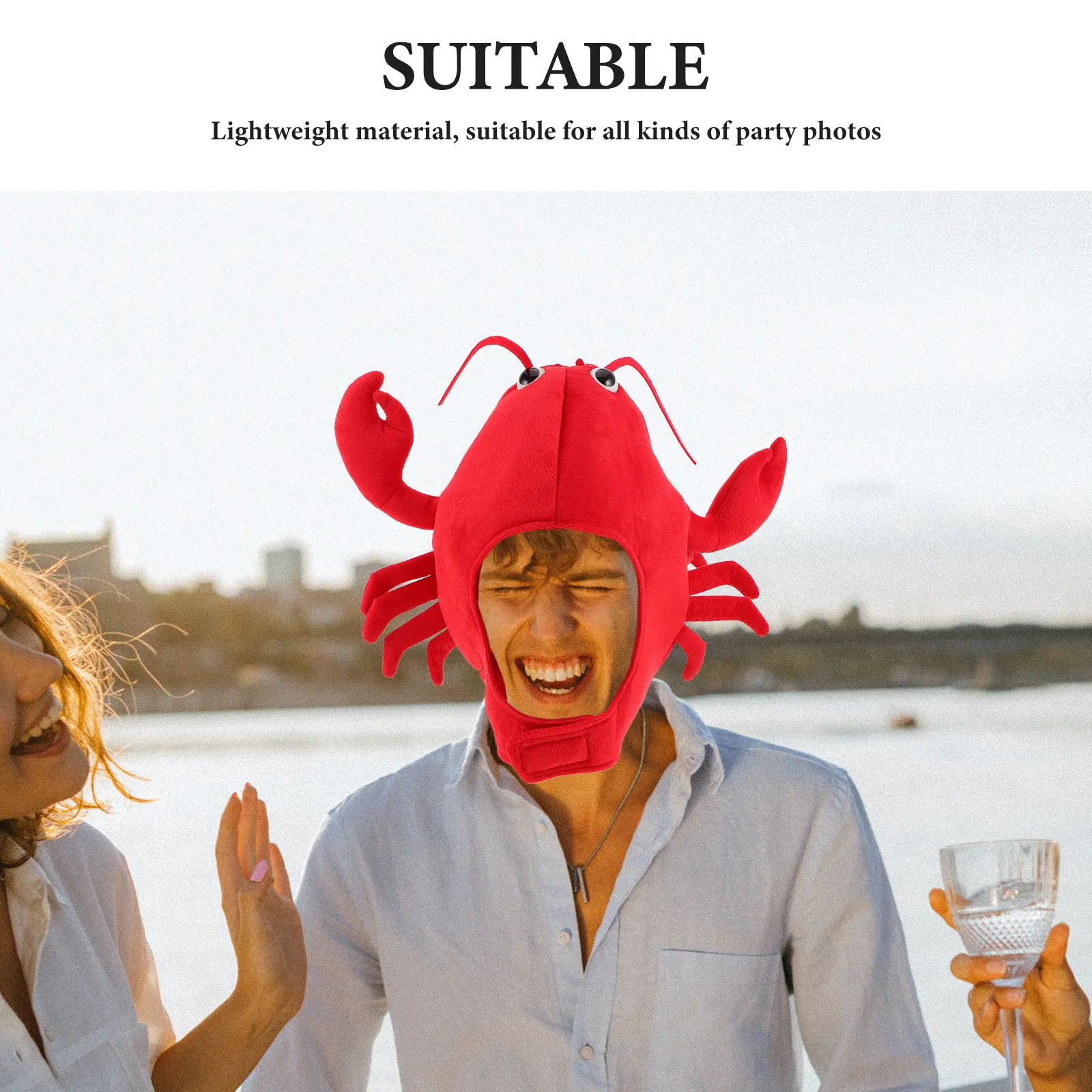 Funny Red Lobster Headband Cute Ocean Animal Hat for Birthday Party Carnival Beach Party Photo Prop Animal Cosplay Hat