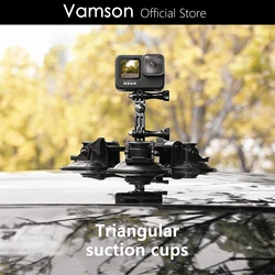 Vamson 9CM Removable Tri Angle Suction Cup Mount for GoPro Hero 12 11 10 9 8 for Insta360 X3 One X2 DJI Action Gopro Accessories