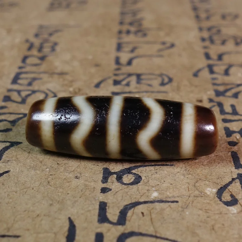 Himalayan Tibetan DZI Beads Old Agate Yellow Water Stripe Amulet Pendant #3371