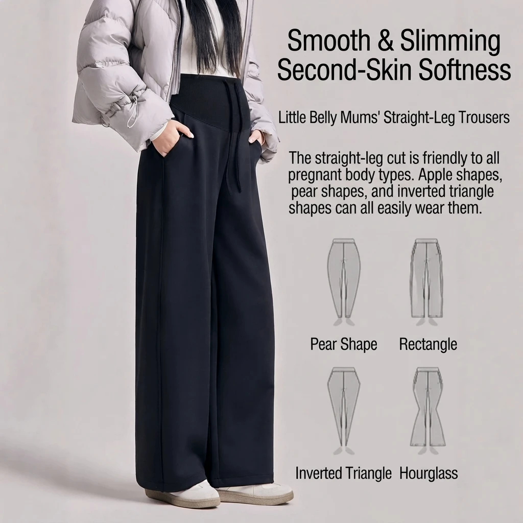 Maternity Wide Leg Pants Drape Loose Belly Support Pregnancy Trousers Autumn Winter Casual Versatile Maternity Wear Comfortable