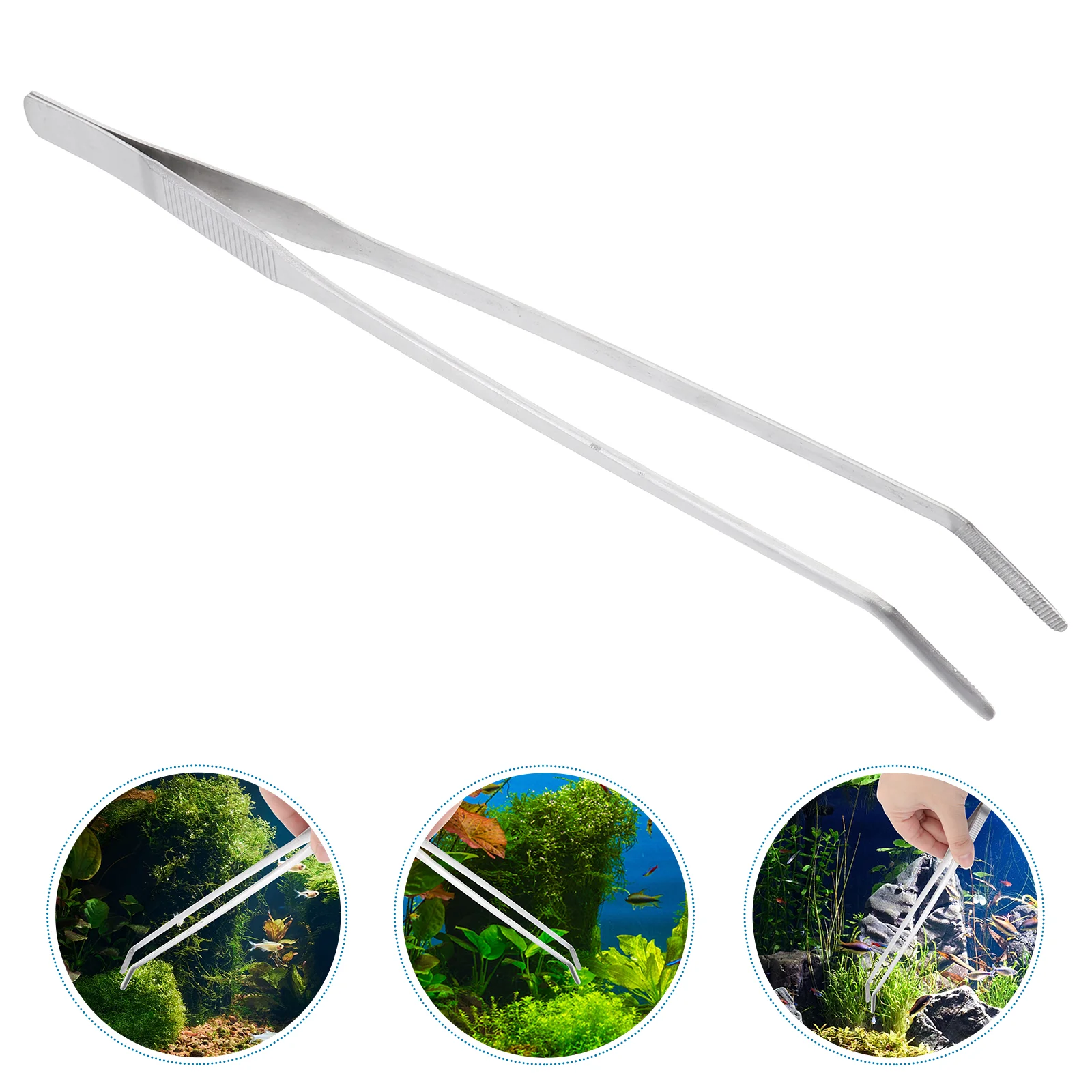 27 CM Stainless Steel Curved Tip Tweezers Aquarium Tank Aquatic Plant Tongs Tweezers Tools for Fish Tank Plants