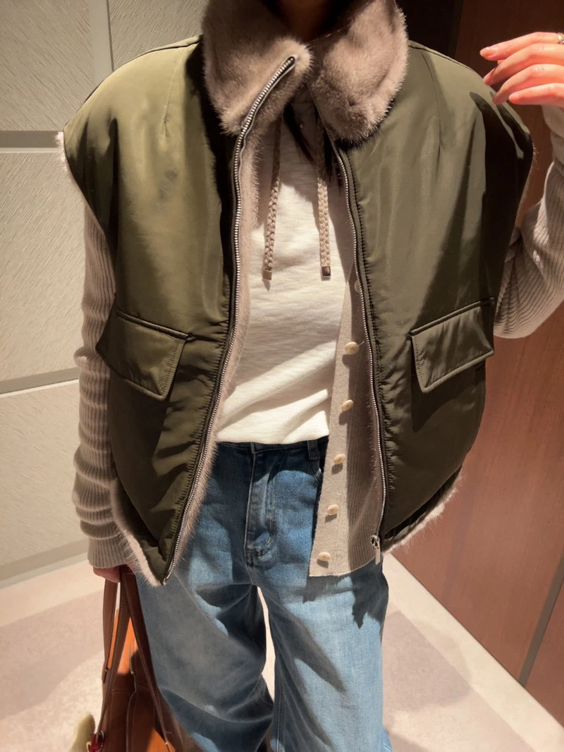 

Двусторонняя хлопковая жилетка для женщин, модная, утепленная, в стиле Dongda Gate, новинка зимы, короткая верхняя одежда для повседневной носки