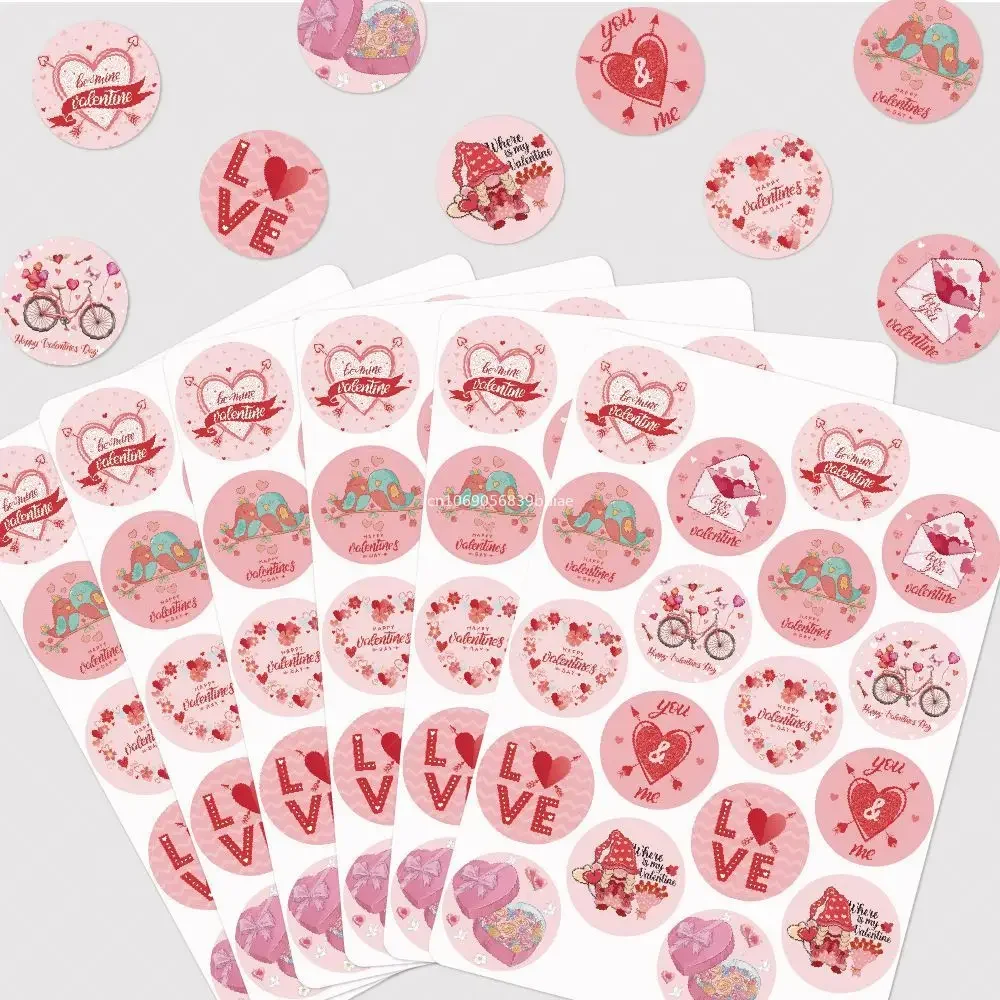 4 Sheets Valentines Day Gift Box Decoration Pink Love Heart Stickers DIY Scrapbooking Seal Label Wedding Birthday Decorations