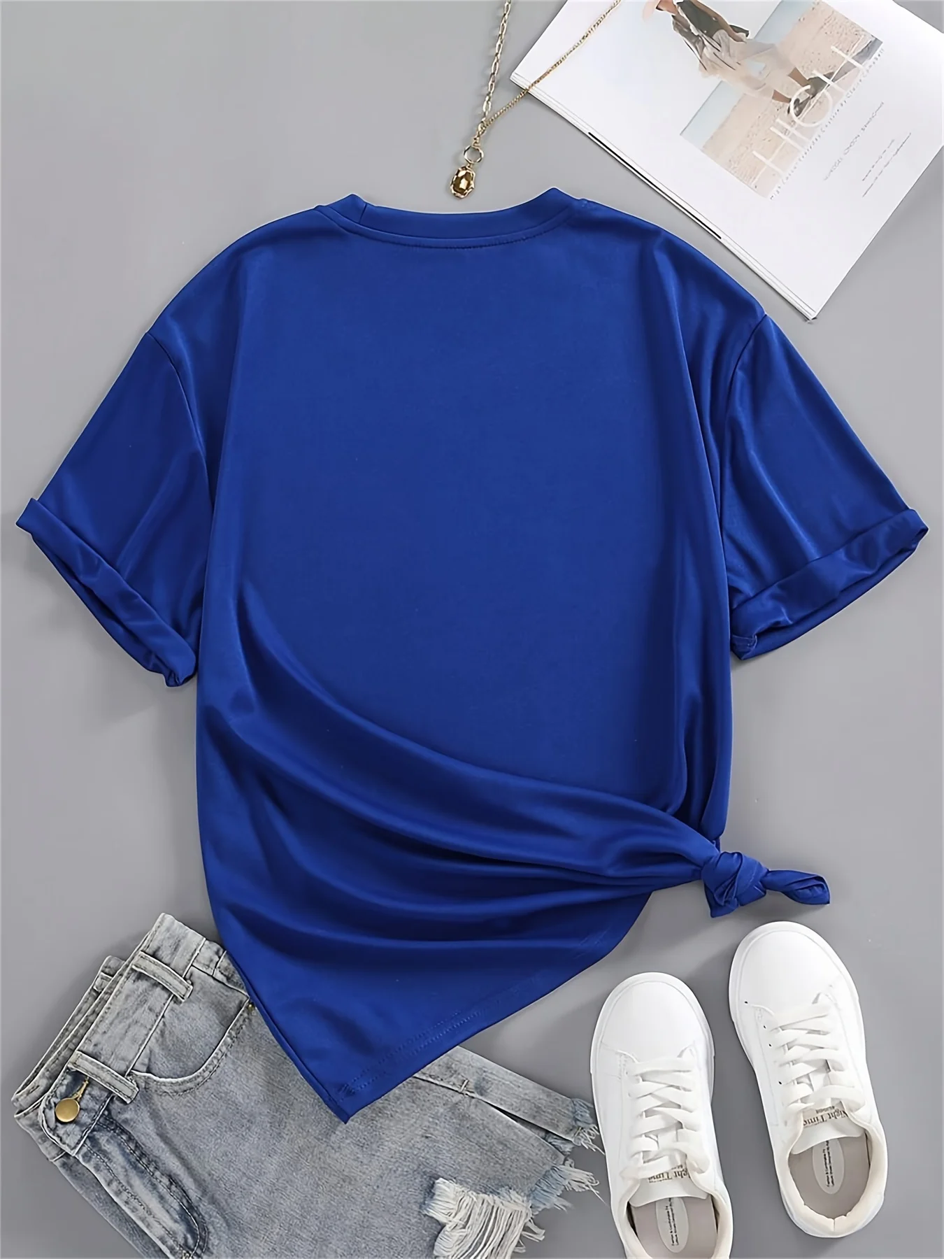 Heart-Shaped Love Pattern T-Shirt Short-Sleeved Round Neck T-Shirt, Women's Clothing