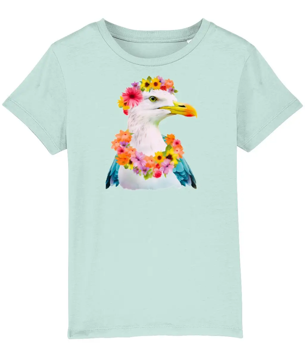 Organic Cotton Kids Floral Seagull T Shirt