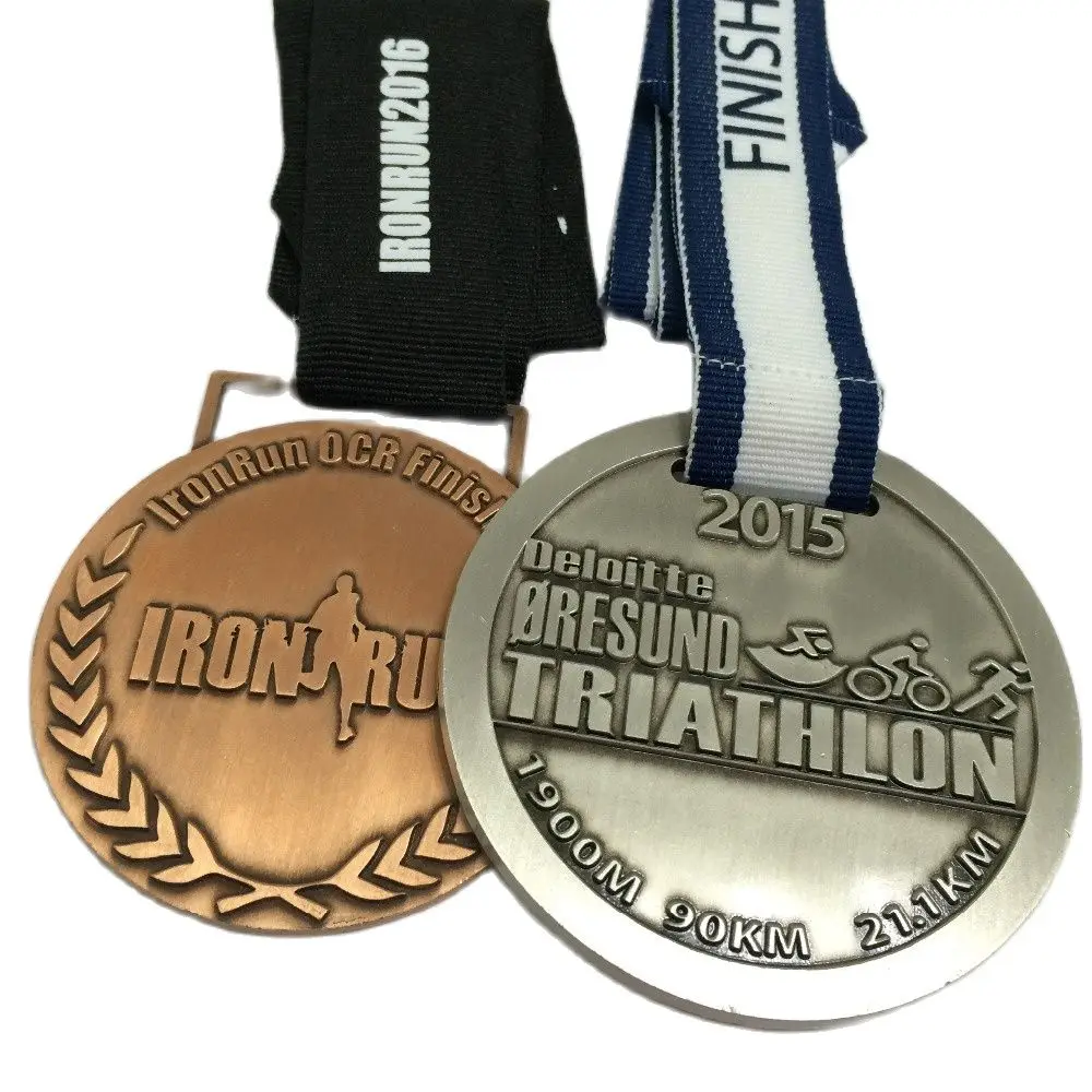 customized sports medal one side design attached with stock ribbon--150pcs